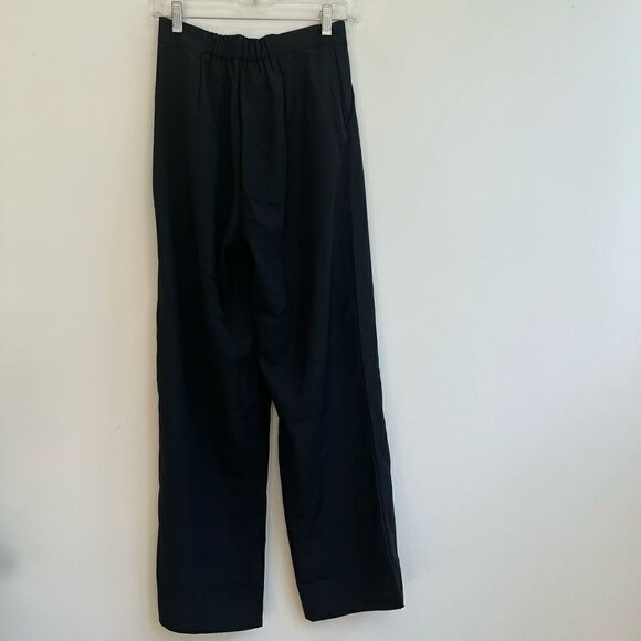 Black High Rise Elastic Back Straight Leg Boutique Trouser Pant Medium - Picture 8 of 8